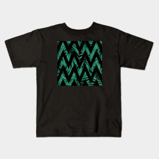 Palm Leaves Zig Zag Line (Black) Kids T-Shirt